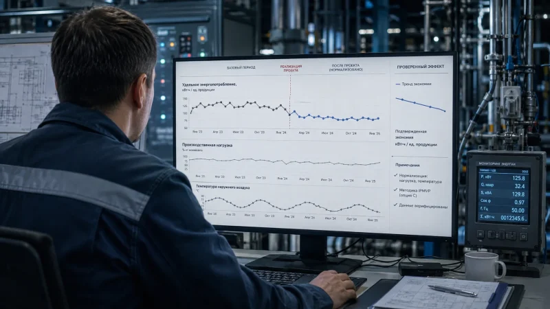 Как подтвердить эффект энергосберегающего проекта с помощью baseline, измерений, нормализации и проверки результата